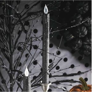K&K | LED Candles Set of 2 | Black Glitter | 11.5”